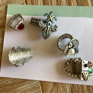 Silver Tonefashion  Mixed Gemstone Stretch  Rings - Silver (5)